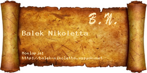 Balek Nikoletta névjegykártya